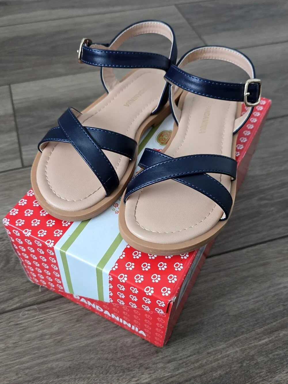 Girls Navy Dressy Sandals